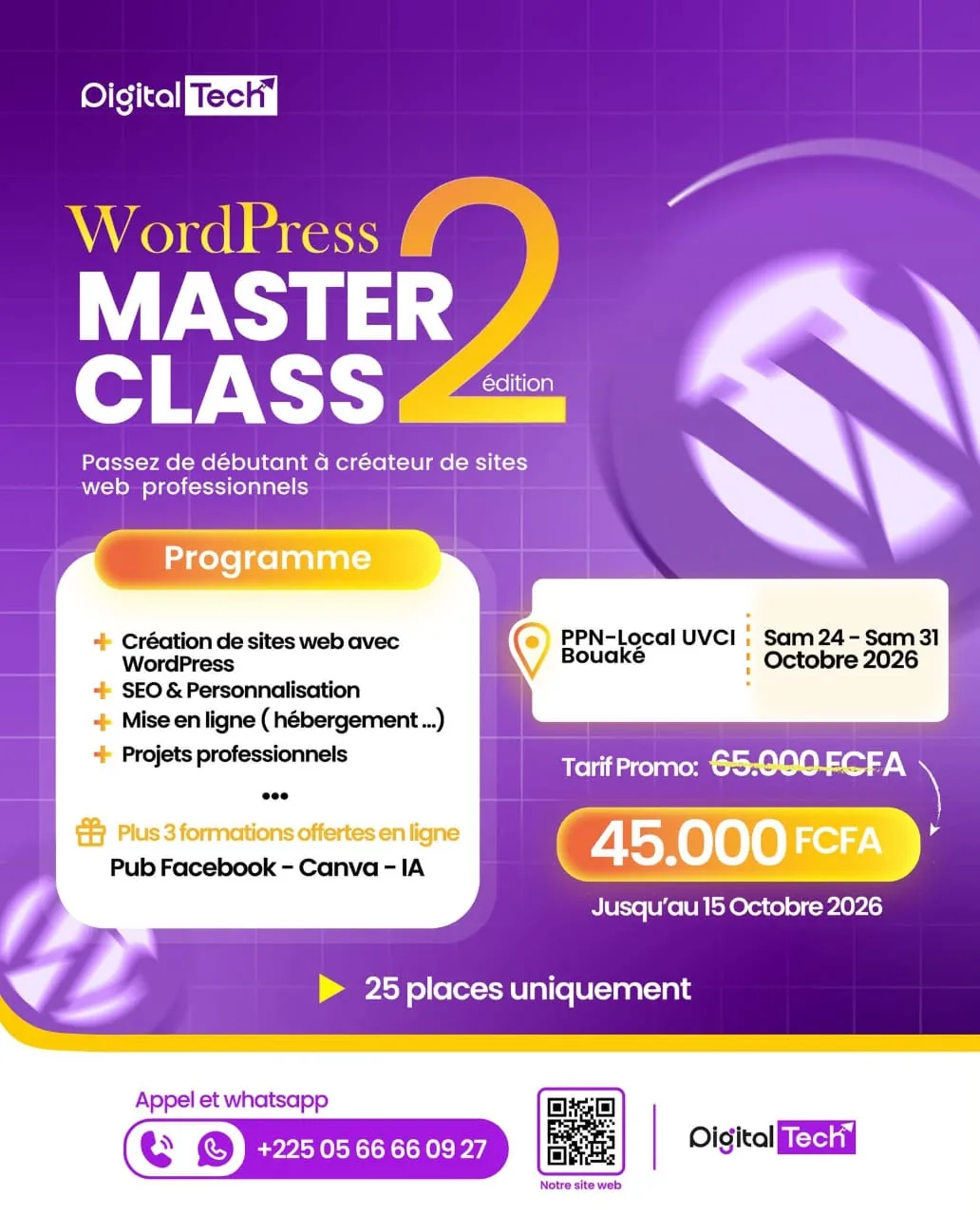 Affiche de la WordPress Master Class, 2e édition